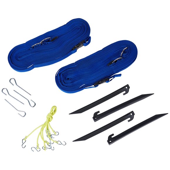 Park & Sun Sports Adjustable Outdoor Volleyball Boundary Webbing with Ground Stakes: 1" Wide Court Line Marker, Blue