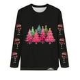 thumbnail image 3 of Babysbule Christmas Sweatshirt for Women Fashion Women's Christmas Printed T-shirt Long Sleeves Blouse Round Neck Casual Tops Sweatshirt, 3 of 4