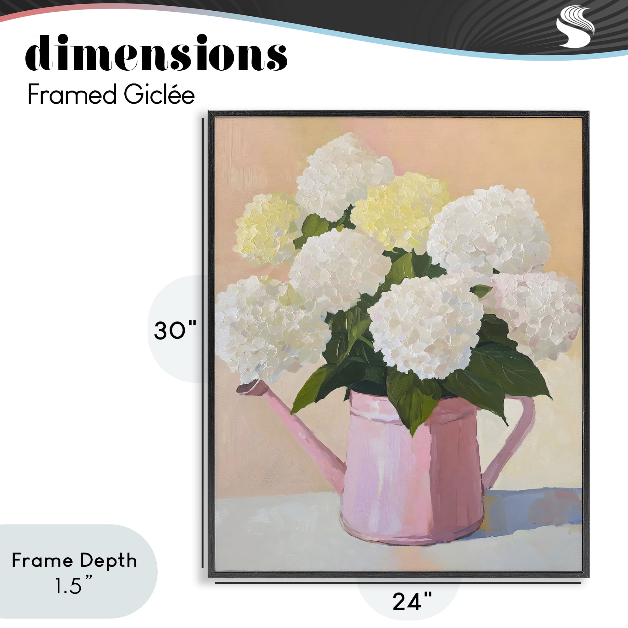 Stupell Industries Hydrangeas in Watering Can Black Framed Giclee Art, design by The Prints Vibe