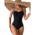 thumbnail image 3 of Traje de Baño de una Pieza Fruncido para Mujer, con Control de Abdomen, Estilo Halter, Ajustable, Elegante, Deportivo, Monokini, Estampado de Leopardo y Negro, Talla XL, 3 of 9