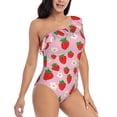 thumbnail image 3 of Honeii Hand Drawn Strawberry for women's one-piece swimsuit featuring a chic one-shoulder design experience elegance and style in the water-XX-Large, 3 of 6