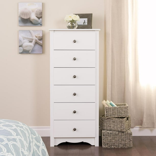 Prepac Monterey Tall 6 Drawer Chest-Finish:White - Walmart.com