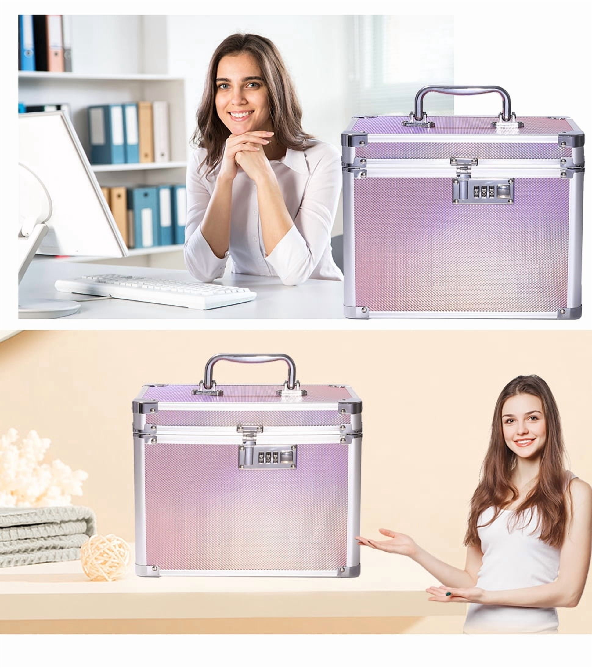 Trotianingyu Combination Lock Boxes Security Portable Medicine Storage Box for Documents,Money,Valuables Colorful Aurora