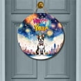 thumbnail image 2 of Happy New Year with Boston Terrier Fireworks Holiday Xmas Winter 2025 Round Wood Sign Gentleman Dog Lover Gifts Hanging Wall Home Decor - 00025, 2 of 5