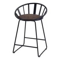 Benjara Nori 23" Counter Height Chair (Set of 2)- Pyramid- Faux Leather- Black