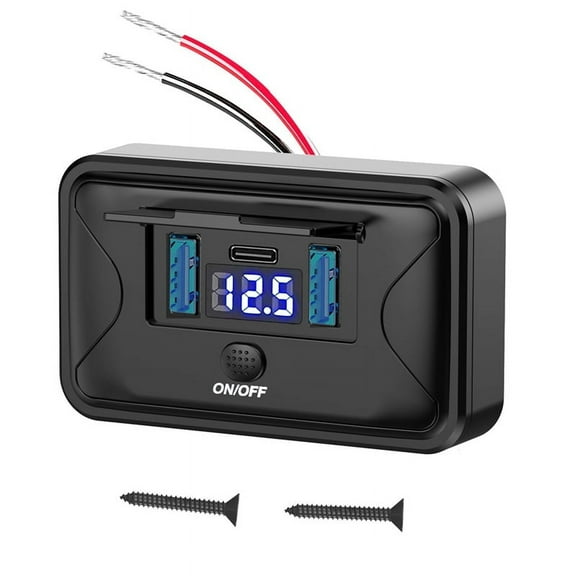 12V-24V RV USB Power Outlet PD3.0 USB C 36W Dual QC3.0 18W 3Ports Car Charger Socket Accessories for Car Bus RV Truck A