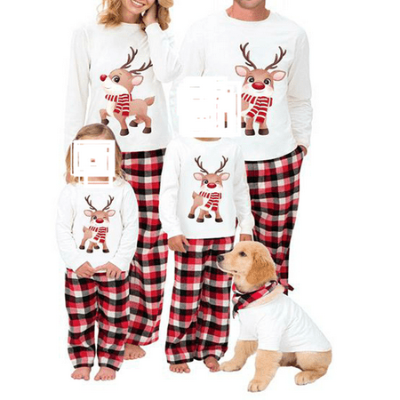 

Mubineo Family Matching Christmas Pajamas Sets Dad Mom Kids Baby Deer Printing Family Parent-child Fitted Cotton Soft Two-piece Pajamas Outfits