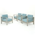 thumbnail image 2 of Bridget Outdoor Aluminum Framed Club Chairs with Water Resistant Cushions (Set of 4), Light Teal, White, Silver, 2 of 12