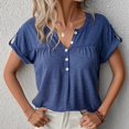 thumbnail image 2 of BYHONG Women's Colored Cotton Short Sleeved T Shirt Women Tops 2024 Blue XXL, 2 of 7