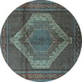 thumbnail image 1 of Ahgly Company Indoor Round Medallion Light Blue Traditional Area Rugs, 8' Round, 1 of 4