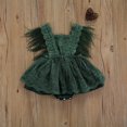 thumbnail image 4 of Douhoow Newborn Girls Romper Summer Baby Feather Sleeve Lace Flowers Backless Tassel Bodysuit, 4 of 8
