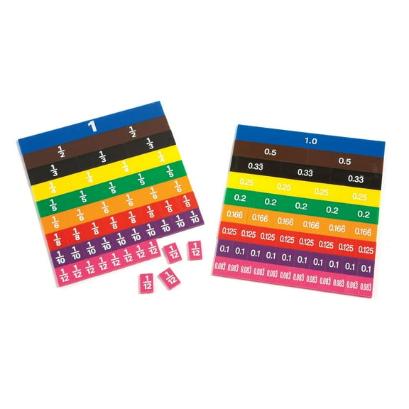 Learning Advantage Fraction/Decimal Tiles - Set of 51 - Double-Sided Rainbow Tiles