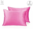 thumbnail image 2 of Gustave Set of 2 Ultra Soft Pillowcases with Envelope Closure Satin Pillow Case Standard Pillowcases King Queen Bed Size for Hair Skin, Pink, 2 of 11