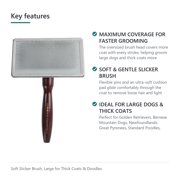 Groomer Essentials Soft Slicker Brush Large for Thick Coats & Doodles