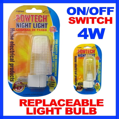 2 Pack Night Lights On Off Switch Bright White Light Nite Wall Plug ...