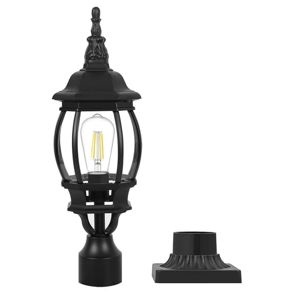 NBBNHH Outdoor Post Light, 18.9" Black Lantern - Waterproof Garden Yard Pathway Light