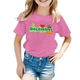 thumbnail image 1 of PMVFHDE Hauts d'Été pour Filles T-Shirts d'Été Manches Courtes Tunique Manches Courtes pour Filles T-Shirts d'Été Manches Courtes Col Rond pour Enfants avec Imprimés Mensuels Rose, 5-6 Ans, 1 of 4