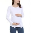thumbnail image 3 of Annhoo Plus Size Womens Maternity Shirts Long Sleeve Crew Neck Zipper Pregnant Tops Casual Comfy Breastfeeding Clothes, 3 of 6