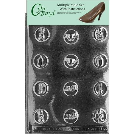 Assorted Candy Mold - Assorted Baby Mints Chocolate Candy Mold with Exclusive Cybrtrayd Copyrighted Molding Instructions, Pack of 6