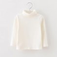 thumbnail image 3 of Baby Toddler Girls Basic Solid Stretch Cotton Turtleneck T-Shirt Tops Long Sleeve Fall Winter Clothes, 3 of 5