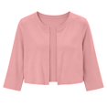 thumbnail image 3 of GILIGEGE Women's Bolero Shrug,3/4 Sleeve Cropped Cardigan,Thin Long Sleeve Shrug,V-Neck Knit Cropped Shrug,Lightweight Summer Cardigan,Solid Open Fornt Shrug for Cami or Dress,Fashion Clothing Pink, 3 of 8