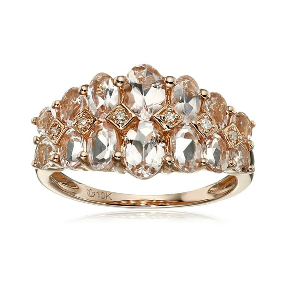 Pinctore 10k Rose Gold Morganite and Diamond Accented Band Ring