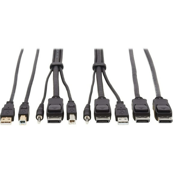 Eaton Tripp Lite Series DisplayPort KVM Cable Kit - DP, USB, 3.5 mm Audio (3xM/3xM)   USB (M/M)   DP (M/M), 4K, 6 ft. (1.83 m), Black - 5.91 ft KVM Cable for KVM Switch, Computer, Monitor - First E...