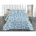 thumbnail image 2 of Ambesonne Leaf Print Quilted Coverlet 3 Pcs, Circular Leaves Oceanic, King Size, Azure Blue White, 2 of 4