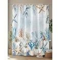 thumbnail image 4 of Fall Shower Curtain Pumpkin Starfish Shower Curtains for Bathroom Thanksgiving Decor, Waterproof Polyester Shower Curtain Set with Hooks, Extra Long 72" x 96" Marine Life Coral, 4 of 6