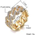 thumbnail image 6 of 13mm Cuban Link Ring Bling Iced Out 2 Row CZ Hip Hop Engagement Band Ring for Women Men, 6 of 6