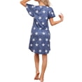 thumbnail image 3 of Noche de casa suelta de manga corta con pliegues para mujeres Inspire Chic, vestido suelto con bolsillos de mano, S estrella azul, 3 of 5