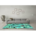 thumbnail image 3 of Ahgly Company Machine Washable Indoor Rectangle Patchwork Turquoise Blue Transitional Area Rugs, 8' x 10', 3 of 4