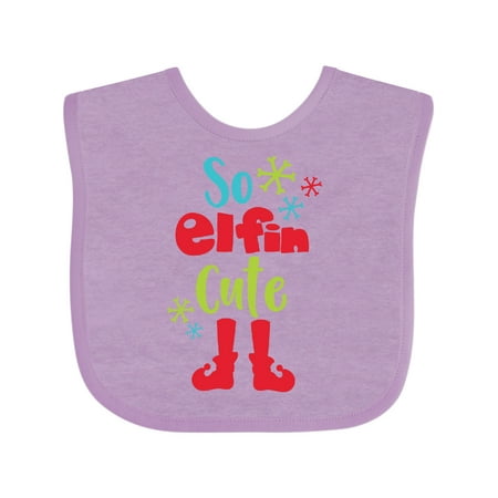 

Inktastic So Elfin Cute Elf Shoes Snowflakes Christmas Boys or Girls Baby Bib