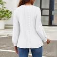 thumbnail image 4 of Womens Long Sleeve Eyelet Tops - Crew Neck, Fall Casual Blouses - Solid Color, Loose Fit, Breathable Fabric - S-XXL Sizes, 4 of 8