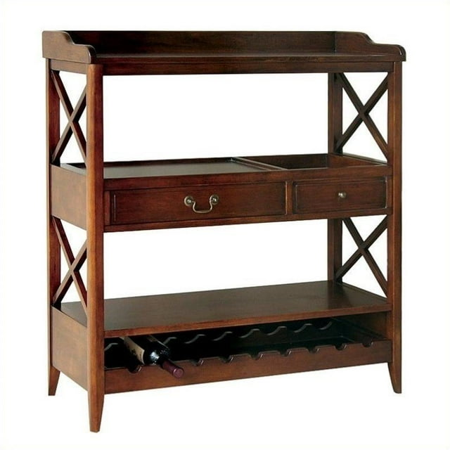 Wayborn Buffet de Rangement Ouvert Eiffel avec Porte-Bouteilles à Vin en Brun