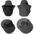 thumbnail image 4 of Sun Hats, Breathable Wide Brim Fishing Hat, UPF 50+ UV Protection Bucket Hat with Neck Flap and Removable Face Cover for Fishing Hiking Men Women, Khaki, 4 of 8