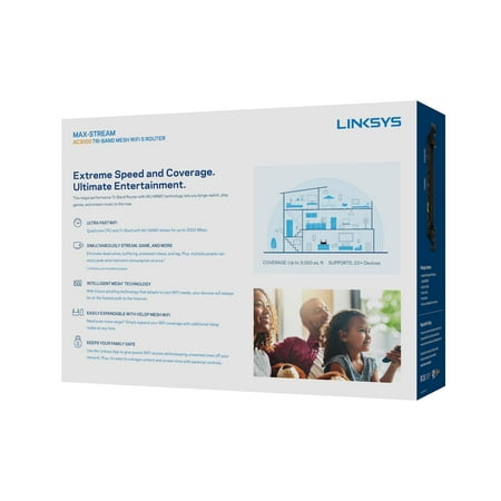Linksys - Max-Stream AC3000 Tri-Band Mesh Wi-Fi 5 Router - Black