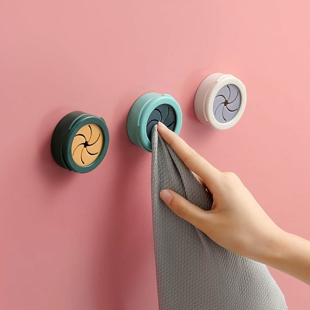 Juego de 3 toalleros de primera calidad para baño, cocina y hogar, fabricados en acero inoxidable - Toalleros - Ganchos para toallas - Redondos - Cromados - Autoadhesivos, no requieren taladros