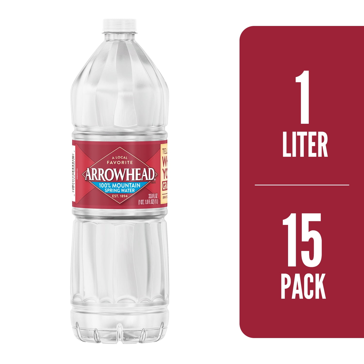 ARROWHEAD Brand 100 Mountain Spring Water, 33.8ounce plastic bottles