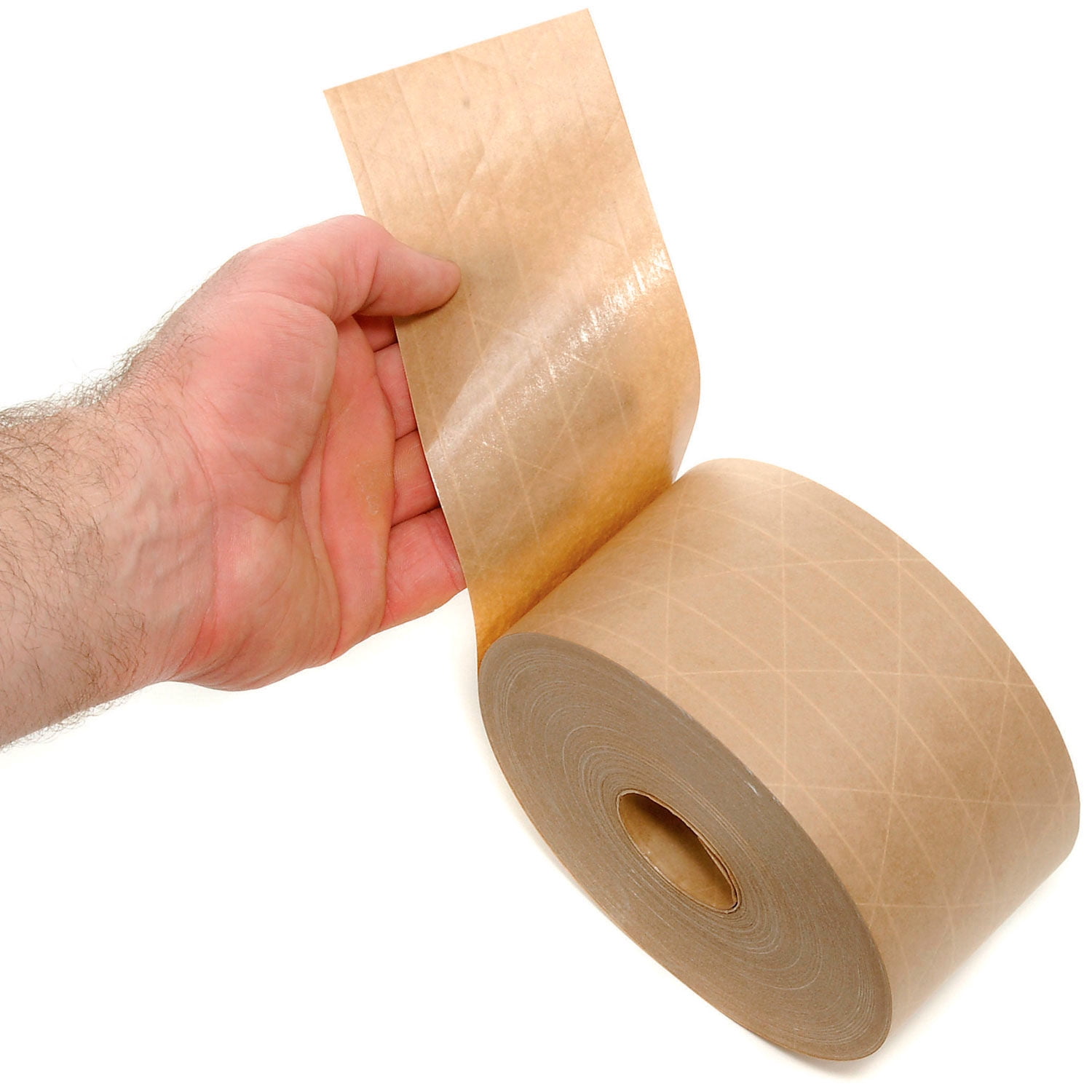 Holland Heavy-Duty Reinforced Water Activated Kraft Tape 3" x 375' Tan, Lot of 8