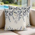 thumbnail image 2 of 16x16 Pillow Covers Set of 2, Blue Grey Eucalyptus Square Throw Pillow Covers for Couch/Sofa/Living Room, Farmhouse Weeping Leaves on Linen Decorative Soft Pillowcases for Couch Throw Pillows, 2 of 9