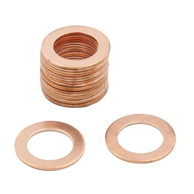 Unique Bargains 15mm Inner Dia Copper Crush Washers Flat Car Sealing Plate Gaskets Rings 20pcs