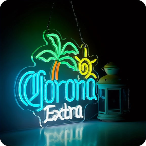 1pc Palm Tree Coron Extra Neon Sign Light Up Signs For Man Cave Sports Bar Pub Beer Store Party Club Neon Lights Lamp For Wall Decor