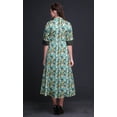 thumbnail image 3 of Bimba Leaves Printed Roll Up Sleeves Button Down Mid-Calf Women Shirt Dress-Medium, 3 of 5