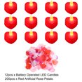 thumbnail image 3 of Corazón Forma LED Velas Sin Llama LED Té Luz Vela Roja Luz con Artificial Rosa Pétalos para Romántica Noche San Valentín Día Aniversario Boda Cumpleaños, 12 Paquete, 3 of 7
