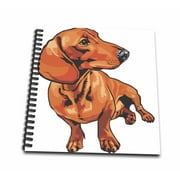3dRose Cute and Cuddly Canine Red Dachshund - Mini Notepad, 4 by 4-inch