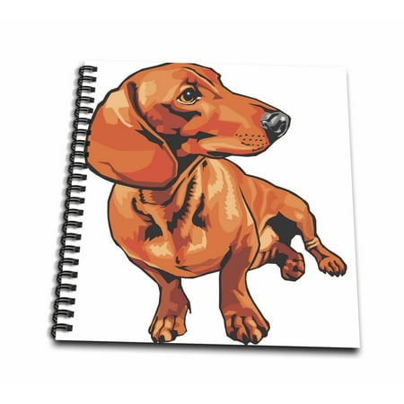 3dRose Cute and Cuddly Canine Red Dachshund - Mini Notepad, 4 by 4-inch