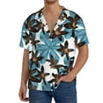 thumbnail image 3 of Vsdgher Lilies Flowers Print Men's Wrinkle Free Untucked Cuban Shirt Business Casual Button Down Shirts Short Sleeve Shirt, 3 of 7