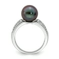 thumbnail image 2 of Sterling Silver Rhodium-plated 9-10mm Round Tahitian Pearl CZ Ring QR7141, 2 of 5