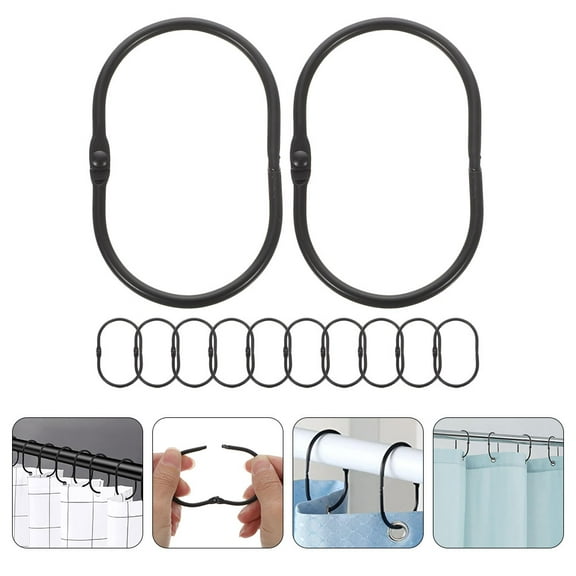 12pcs DIY Shower Curtain Hooks Oval Rings Shower Curtain Rods Metal Rings
